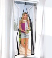 EASYMAXX Szúnyogháló Ajtóra Szerelhető mágneses Fekete 90 x 210 cm