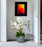 Műnövény dekoráció - orchidea - fehér - 83 cm