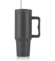 GOURMETMAXX Thermo bögre fedéllel és szívószállal 1,2 liter szürke
