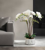 Műnövény dekoráció - orchidea - fehér - 58 cm