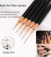 5 db Fekete Nail Art Ecsetek A Részletekért, Long Nail Art Line Ecsetek Manikűrzselé Finom Mintákhoz