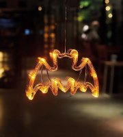 Halloween-i világító dekoráció - denevér - tapadókorongos - 12 LED - 20 x 18,5 cm - 3 x AAA