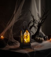 Halloween-i világító dekoráció - boszorkány - sárga LED - 17,5 x 6,3 x 6,3 cm - 3 x LR44