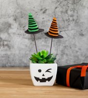 Halloween-i dekoráció szett - boszorkánykalap - leszúrható - 20 x 7 cm - 3 db / csomag