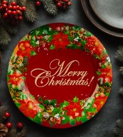 Karácsonyi kínálótál - műanyag - "Merry Christmas" - 37,5 cm