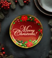 Karácsonyi kínálótál - műanyag - "Merry Christmas" - 22 cm