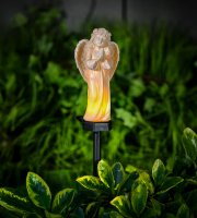 Szolár angyalka - madárral - 1 melegfehér LED - műgyanta - 48 x 11 x 6,5 cm