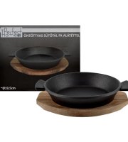 Öntöttvas kerek sütőtál fa alátéttel