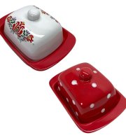 Agyag vajtartó mázas Matyó