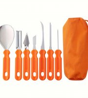 7 részes rozsdamentes acél tökfaragó késkészlet tároló táskával - Tökéletes Halloweeni dekorációhoz