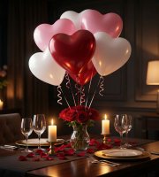 Lufi szett - szív alakú - piros/fehér/rózsaszín - 10 db / csomag