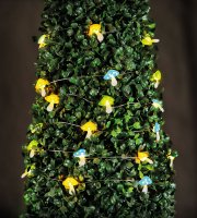 Szolár LED fényfüzér - gomba - 2,4 m - 25 LED - melegfehér