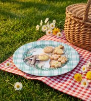 Húsvéti tálca - fém - nyuszis - 33 cm