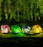 Leszúrható szolár lámpa - kavics forma - színes - 140 x 120 x 120 mm - melegfehér LED