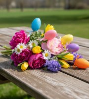 Húsvéti dekoráció - pálcikás tojás - 23 cm - 5 db