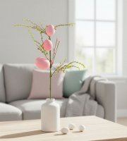 Húsvéti tojásfa ág - csillámos - rózsaszín - 40 x 16 cm