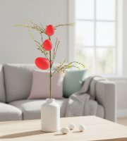 Húsvéti tojásfa ág - csillámos - piros - 40 x 16 cm