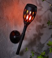 LED-es szolár lámpa - leszúrható / fali / szabadonálló - lángeffekt - 12 sárga LED - 90 x 410 mm