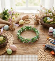 Húsvéti színes koszorú - 65 cm - 4 db / csomag