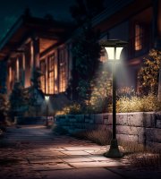 LED-es szolár lámpa - kandeláber - 120 cm - 10 LED - fekete - melegfehér