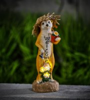 LED-es szolár állatfigura - "Welcome" szurikáta - melegfehér LED - 30 cm