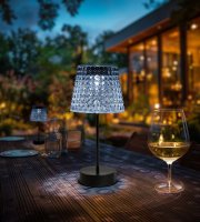 Szolár asztali lámpa - átlátszó - hidegfehér LED - műanyag - 26 x 12 cm