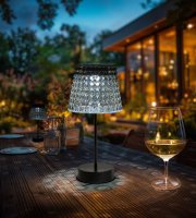 Szolár asztali lámpa - füst - hidegfehér LED - műanyag - 26 x 12 cm