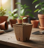 Palántanevelő cserép - 6 x 6 cm - négyzet, papír - 12 db / csomag