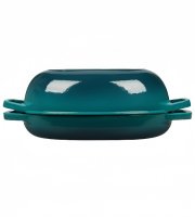 Zománcozott öntöttvas kacsasütő / kenyérsütő kúpos türkizkék