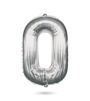 0-ás születésnapi szám fólia lufi - ezüst - 40"