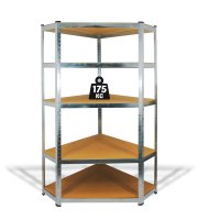 Fémpolc állvány - sarok - 5 szintes - fém - max. 175 kg - 180 x 90 x 30 cm