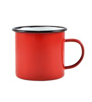Zománcozott bögre 9 cm 450 ml piros-fehér