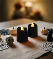 Halloween-i világító dekoráció - LED-es gyertya - fekete - 2 db / csomag