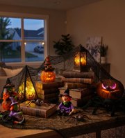 Halloween-i függöny - fekete, szövet - 76 x 228 cm