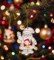 Karácsonyi dekoráció - festhető fa fotókeret - Mikulás - 13 cm - akasztható