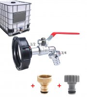 IBC víztartály adapter szórófejjel – 1/2” és 3/4” tömlőcsatlakozóval
